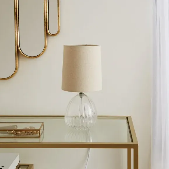Table Lamp with In-Line Switch - Natural, Glass