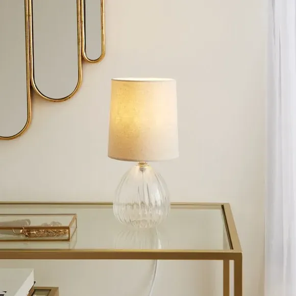 Table Lamp with In-Line Switch - Natural, Glass