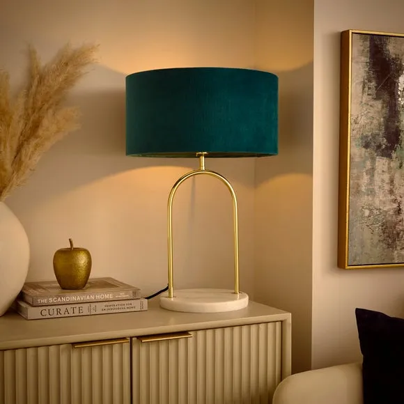 Table Lamp with In-Line Switch - Peacock, Marble