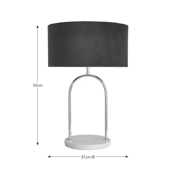 Table Lamp with In-Line Switch - Peacock, Marble