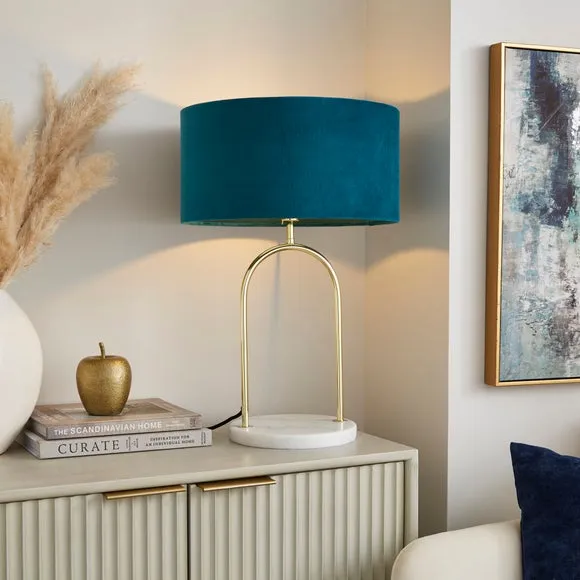 Table Lamp with In-Line Switch - Peacock, Marble image