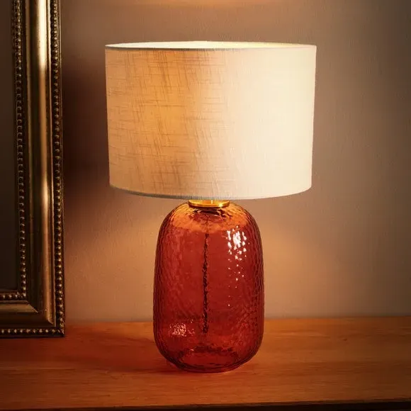 Table Lamp with In-Line Switch - Rose, Glass