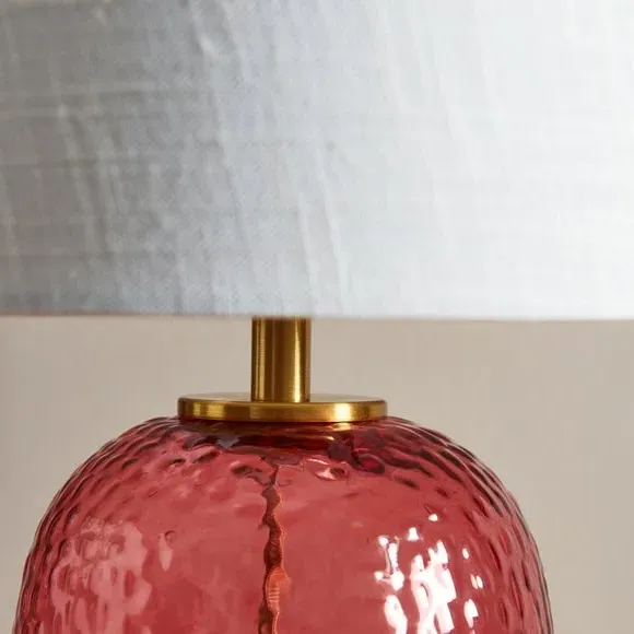 Table Lamp with In-Line Switch - Rose, Glass