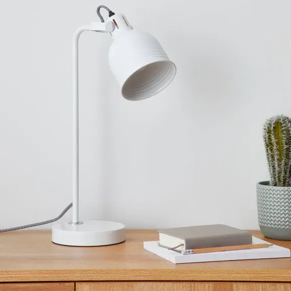 Table Lamp with In-Line Switch - White