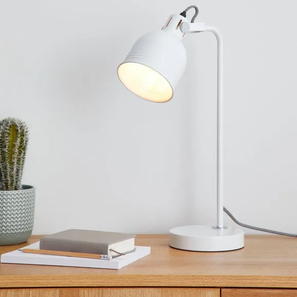 Table Lamp with In-Line Switch - White