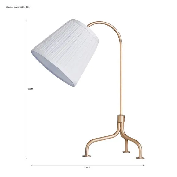 Table Lamp with Pleated Shade - Gold, Metal