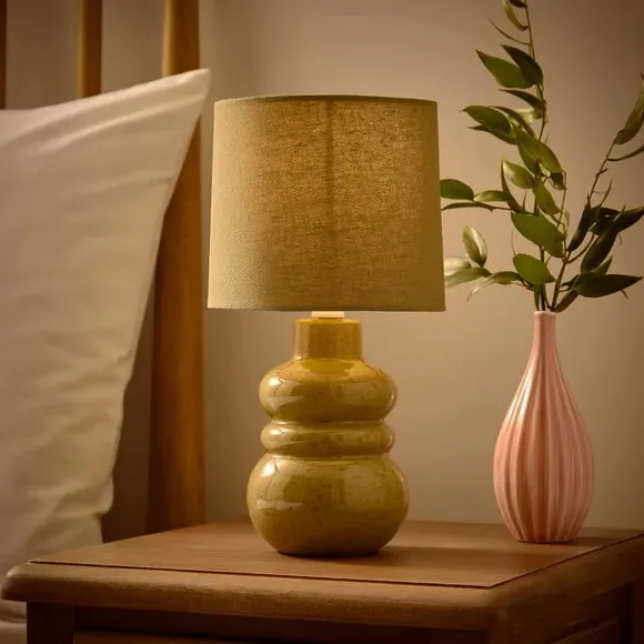 Table Lamp with Reactive Glaze - Olive, Ceramic