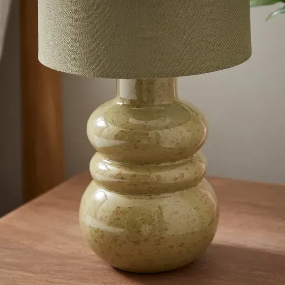 Table Lamp with Reactive Glaze - Olive, Ceramic
