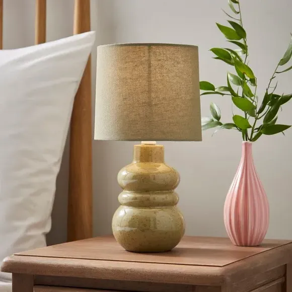 Table Lamp with Reactive Glaze - Olive, Ceramic