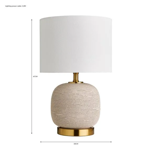 Table Lamp with Rope Base - Ivory, Linen