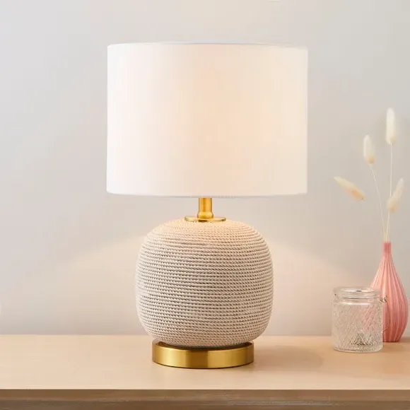 Table Lamp with Rope Base - Ivory, Linen image