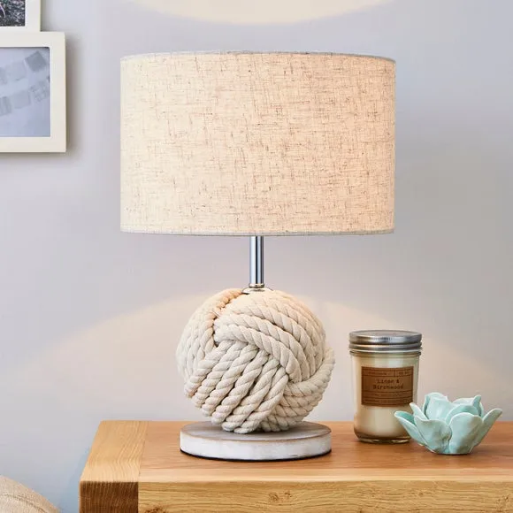 Table Lamp with Rope Base - Natural, Fabric image