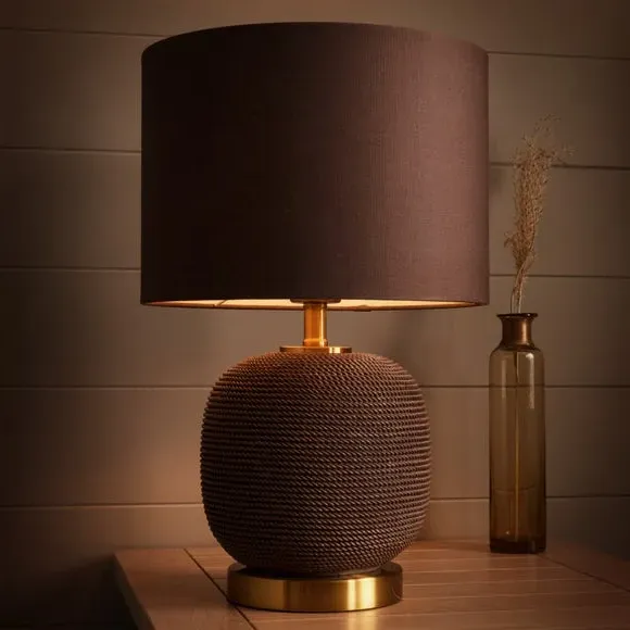 Table Lamp with Rope-Effect Base - Mocha
