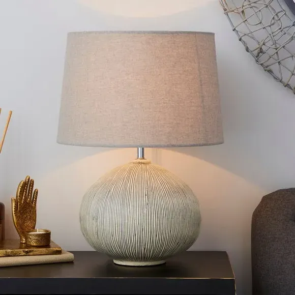 Table Lamp with Scratched Effect - Grey, Resin image