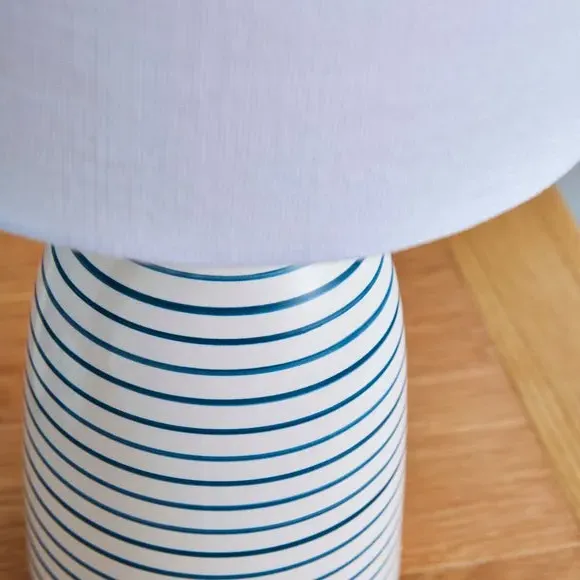 Table Lamp with Striped Base - White, Ceramic