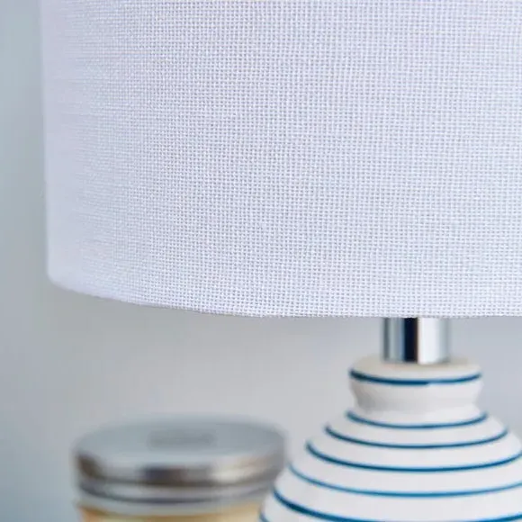 Table Lamp with Striped Base - White, Ceramic