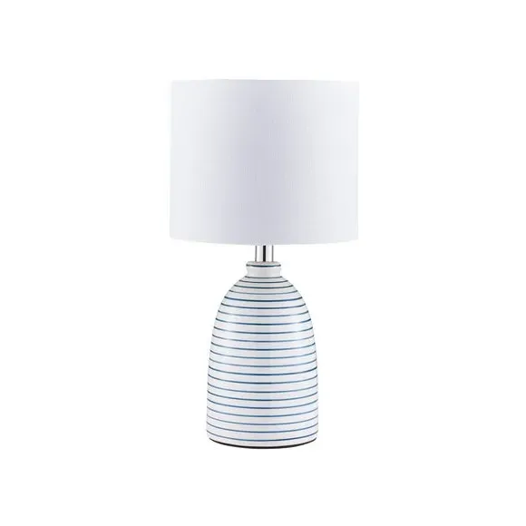 Table Lamp with Striped Base - White, Ceramic