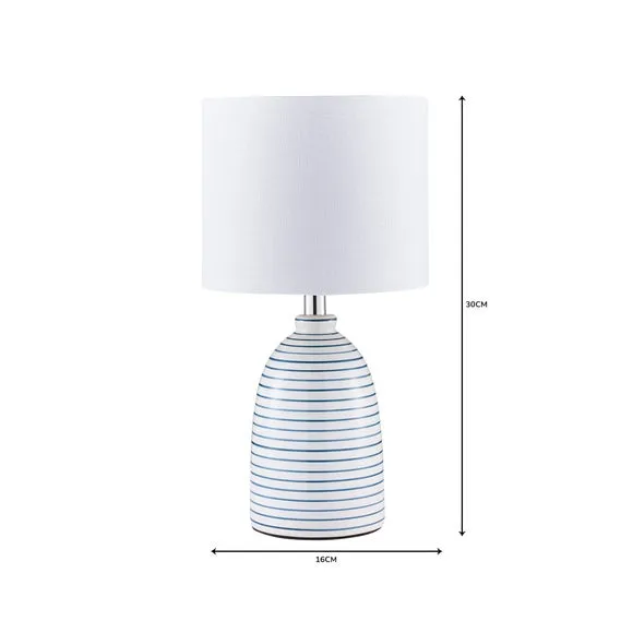 Table Lamp with Striped Base - White, Ceramic