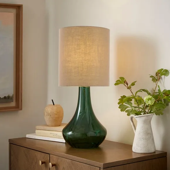 Table Lamp with Textured Shade - Emerald, Glass image
