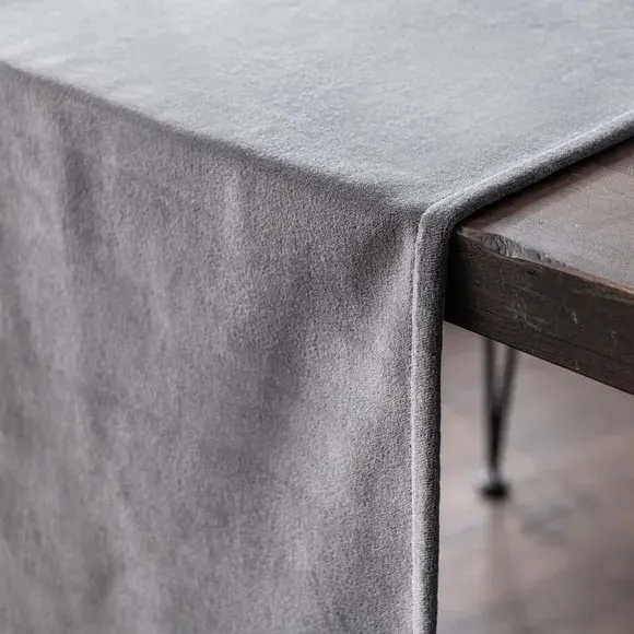 Table Runner - Grey, Cotton Velvet