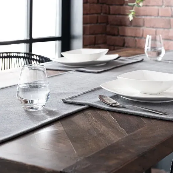 Table Runner - Grey, Cotton Velvet