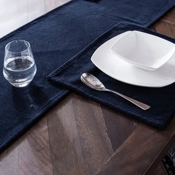 Table Runner - Ink, Cotton Velvet