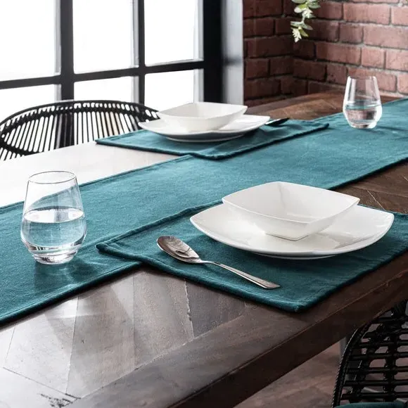 Table Runner - Teal, Cotton Velvet