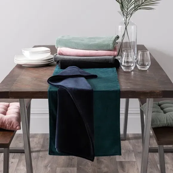 Table Runner - Teal, Cotton Velvet