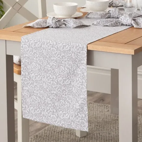 Table Runner Vintage Floral - Grey, Cotton
