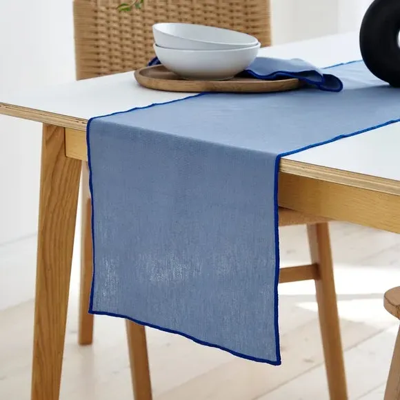 Table Runner with Contrast Stitch - Blue image