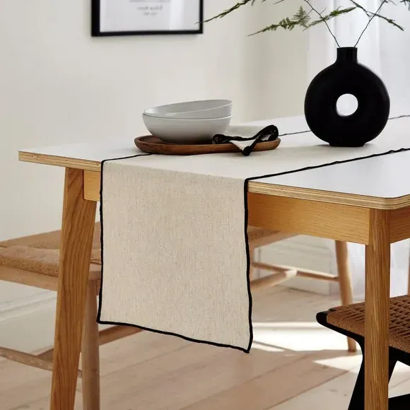 Table Runner with Contrast Stitch - Natural