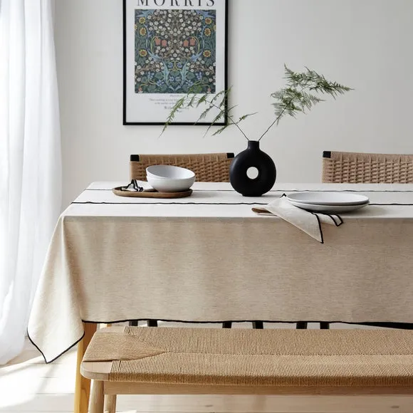 Table Runner with Contrast Stitch - Natural