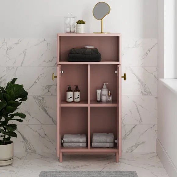 Tall Bathroom Cabinet with Soft Close - Blush, Wood