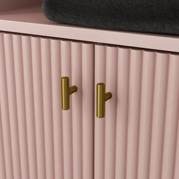 Tall Bathroom Cabinet with Soft Close - Blush, Wood