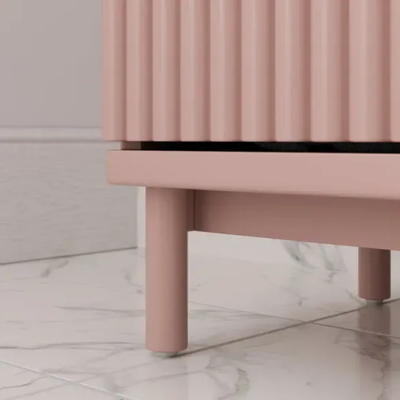 Tall Bathroom Cabinet with Soft Close - Blush, Wood