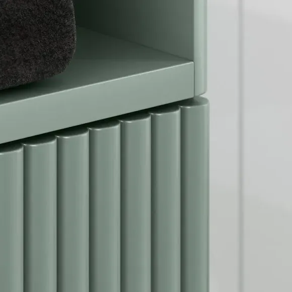Tall Bathroom Cabinet with Soft Close - Green, Wood