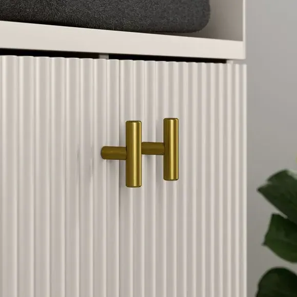 Tall Bathroom Cabinet with Soft Close - Stone, Wood