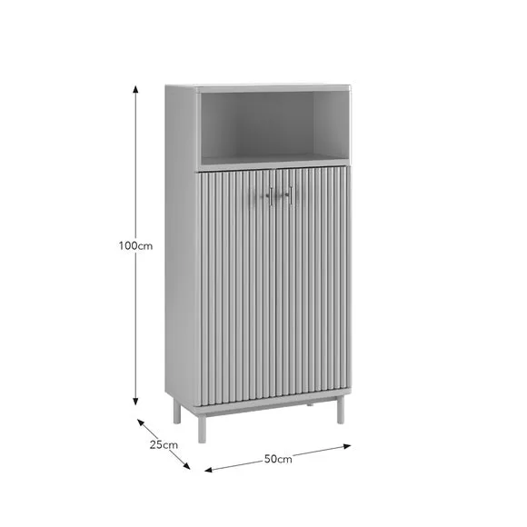 Tall Bathroom Cabinet with Soft Close - Stone, Wood