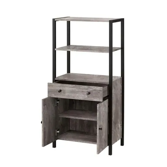 Tall Bathroom Unit with Storage - Grey, Wood