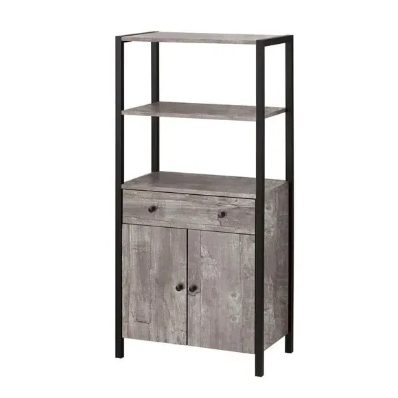 Tall Bathroom Unit with Storage - Grey, Wood image