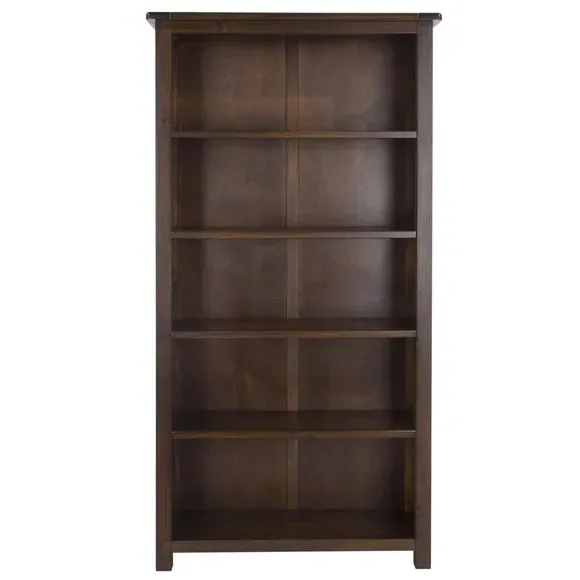 Tall Bookcase with 5 Shelves - Brown, Pine