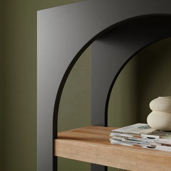 Tall Bookcase with Curved Design - Charcoal, Wood