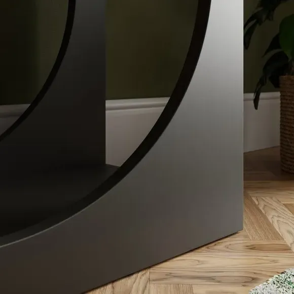 Tall Bookcase with Curved Design - Charcoal, Wood