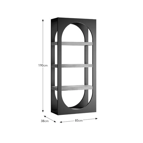 Tall Bookcase with Curved Design - Charcoal, Wood