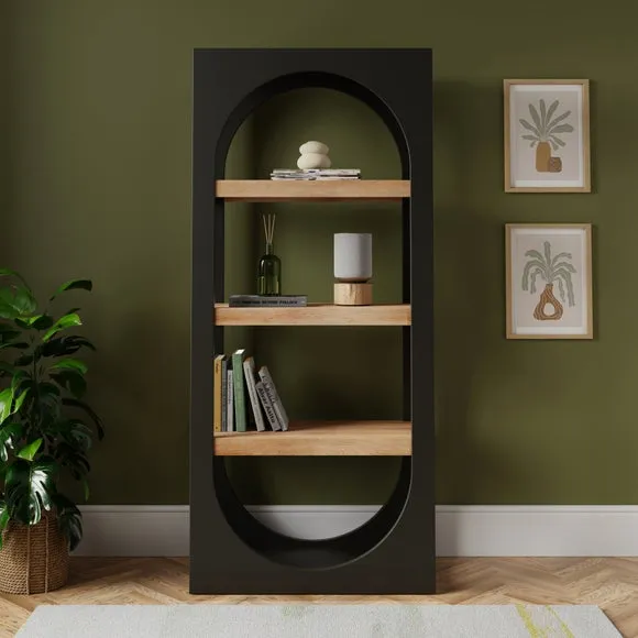 Tall Bookcase with Curved Design - Charcoal, Wood image