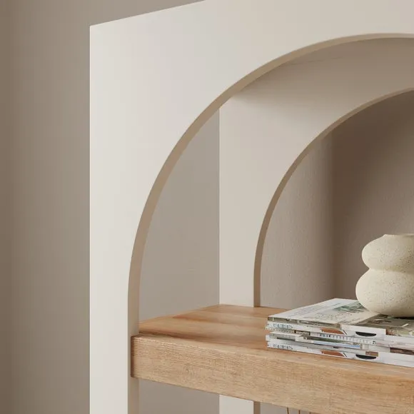 Tall Bookcase with Curved Design - Stone, Wood