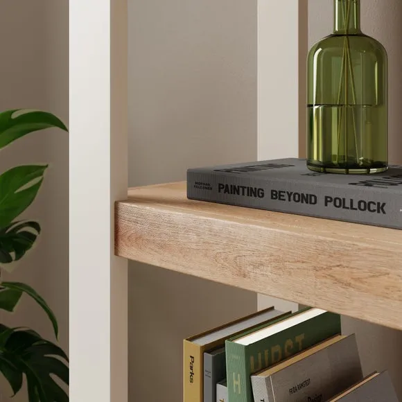 Tall Bookcase with Curved Design - Stone, Wood