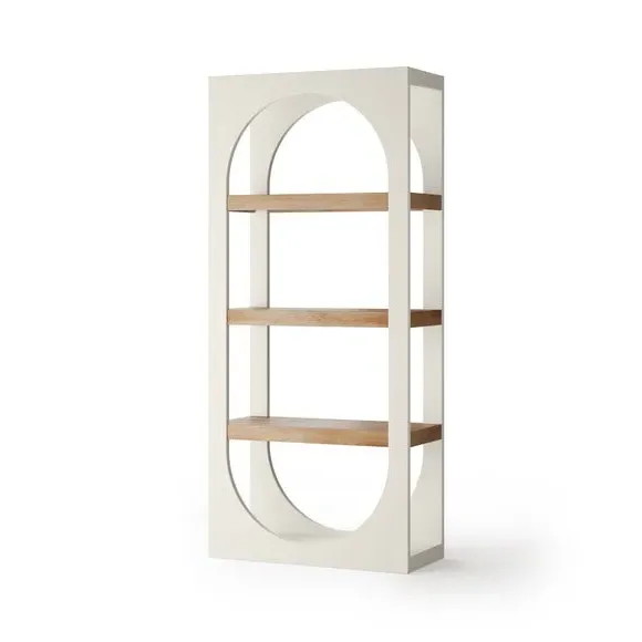 Tall Bookcase with Curved Design - Stone, Wood