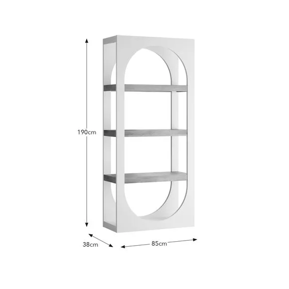 Tall Bookcase with Curved Design - Stone, Wood