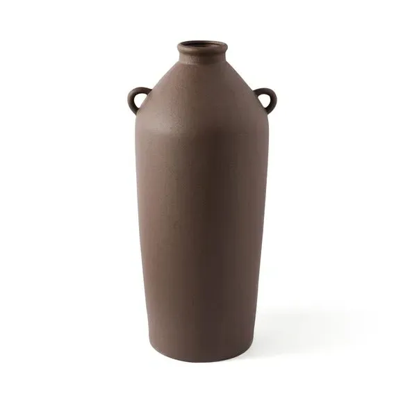 Tall Bottle Vase with Handles - Brown, Stoneware